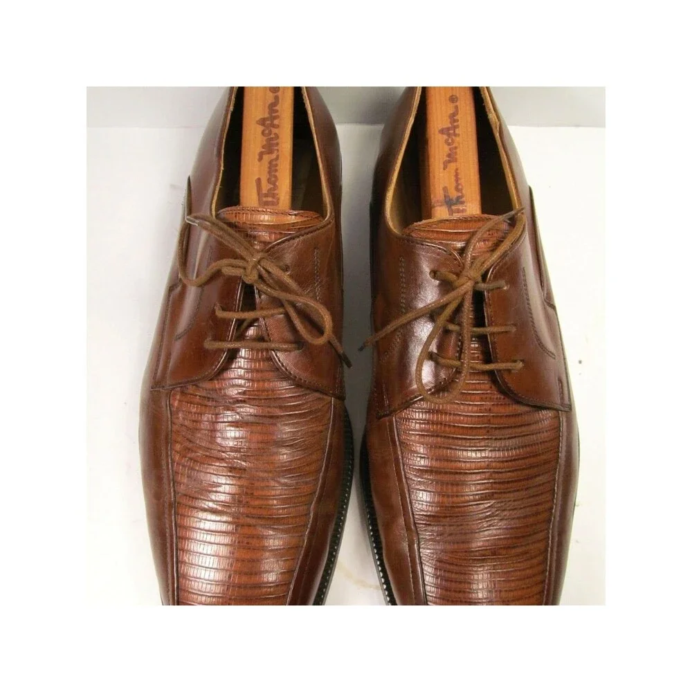 Johnston & Murphy Brown Leather Fancy Bike Toe Oxfords Mens Size US 9.5 M
